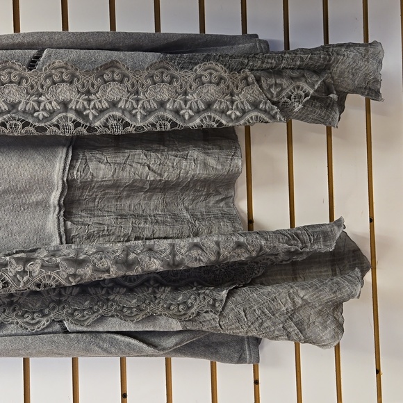 Kamana Open Cardigan LACE  & LIGHT SWEATER **GRAY** NEW SZ LARGE. BEAUTIFUL - Picture 3 of 10